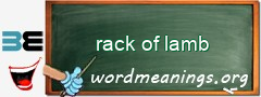 WordMeaning blackboard for rack of lamb